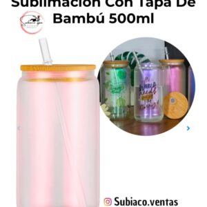 Vaso con tapa de bambú
